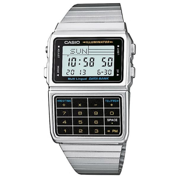 Casio Rannekello Databank Hopeinen