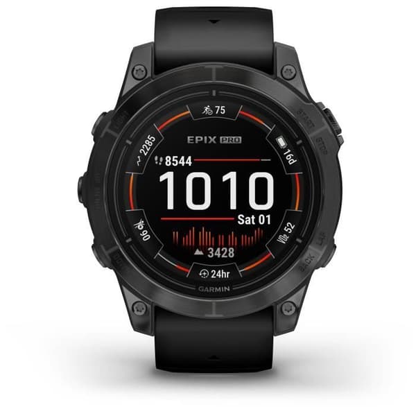 GARMIN - Epix Pro (Gen2) - Högpresterande smartklocka - 47mm - Stål, Grå med svart rem