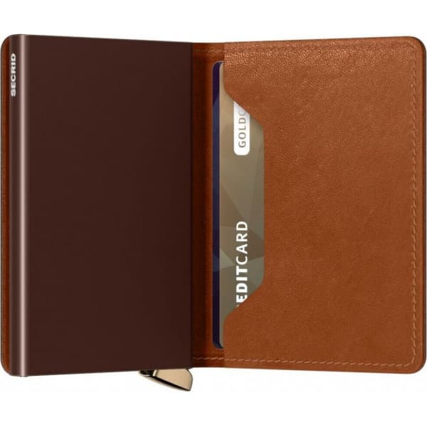 Secrid Emboss Lines Cognac Slimwallet-plånbok, präglad konjak