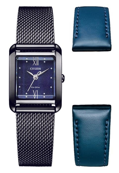 Citizen - Damklocka - Eco-Drive - Analog - Svart band i rostfritt stål - EW5597-63L