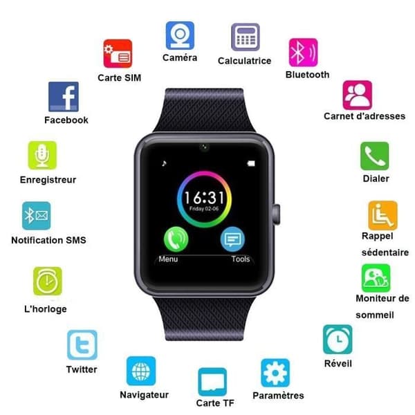 Connected Watch - Artizlee® Connected Armband, Bluetooth Watch Support Kartkamera Sömnkalorier för barn/vuxna