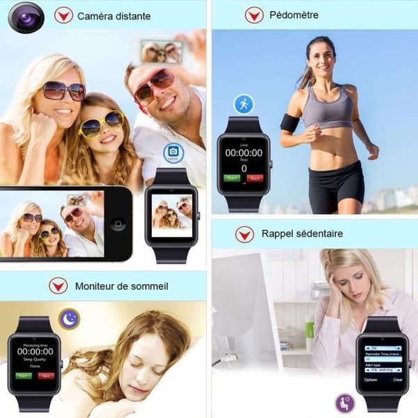 Connected Watch - Artizlee® Connected Armband, Bluetooth Watch Support Kartkamera Sömnkalorier för barn/vuxna