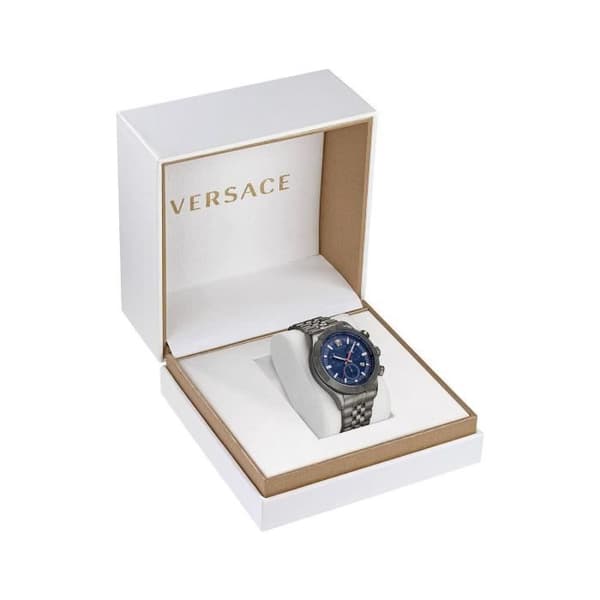 Klocka - VERSACE - VE2U00722 - Armbandsrem i stål - Blå urtavla - Vattentät 50M
