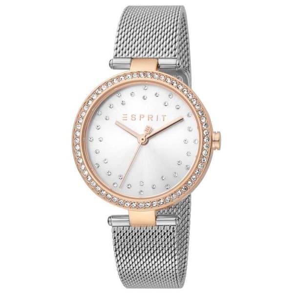 Klocka - Ande - ES1L199M0075 - Armband i grått mesh - Analog visning - Chic