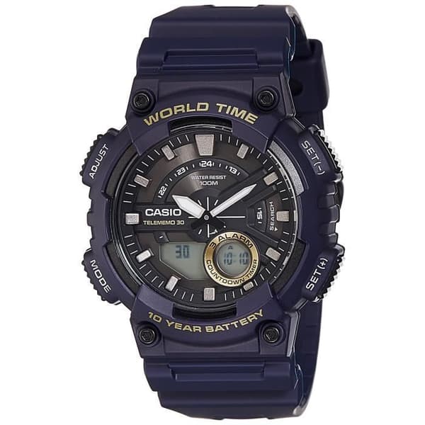 Klocka - Casio - Aeq-110W-2avdf - Svart urtavla - Dubbel skärm - Motstånd 100m