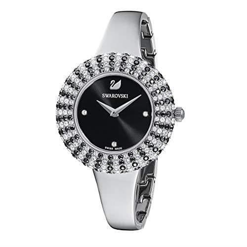 Klocka - SWAROVSKI - Kristall Ros - Svart - Armband i metall - Rostfritt stål