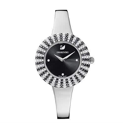 Klocka - SWAROVSKI - Kristall Ros - Svart - Armband i metall - Rostfritt stål