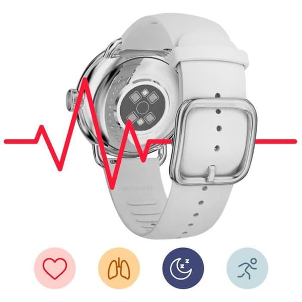 Connected Watch 38mm Health Monitoring Vattentät autonomi 30 dagar ScanWatch 2 Withings White