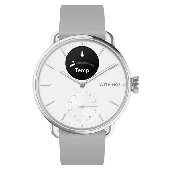 Connected Watch 38mm Health Monitoring Vattentät autonomi 30 dagar ScanWatch 2 Withings White
