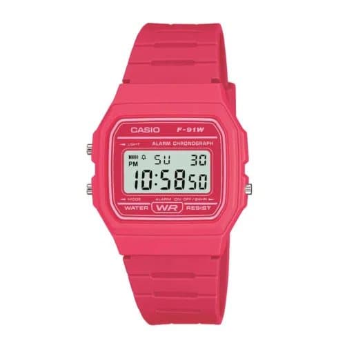 Casio Mens Retro Collection Pink Chronograph Watch F-91WC-4AEF