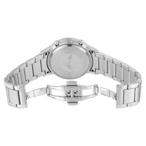 NEW GENUINE EMPORIO ARMANI STAINLESS STEEL MENS WATCH AR2460 BLACK DIAL & SILVER