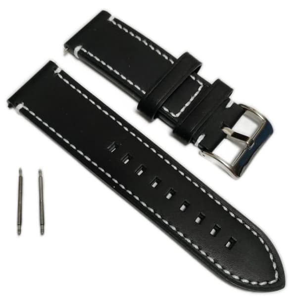 Äkta Läder Vattentätt Klockarmband i 22mm m 2 sprintar . Svart