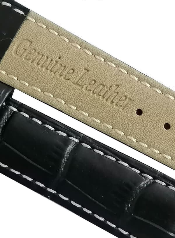 Äkta Läder Vattentätt Klockarmband i 20mm m 2 sprintar . Svart