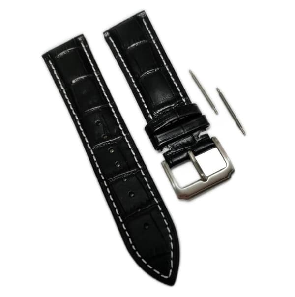 Äkta Läder Vattentätt Klockarmband i 22mm m 2 sprintar . Svart