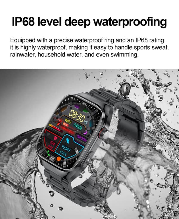 INF Smartur med metalarmbånd EKG, puls, blodtryk, søvn, skridttæller Sølv