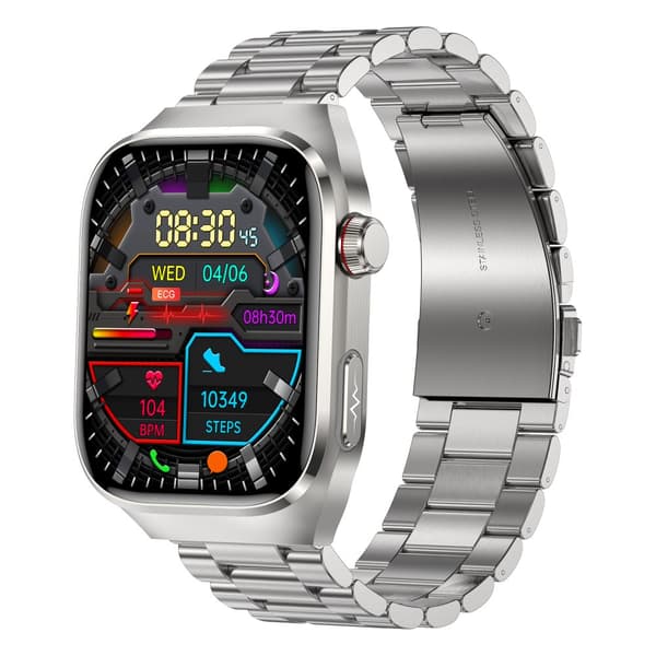 INF Smartur med metalarmbånd EKG, puls, blodtryk, søvn, skridttæller Sølv