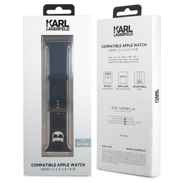 Karl Lagerfeld Silikone Choupette-hoved – Apple Watch-rem 42/44/45 mm (sort)
