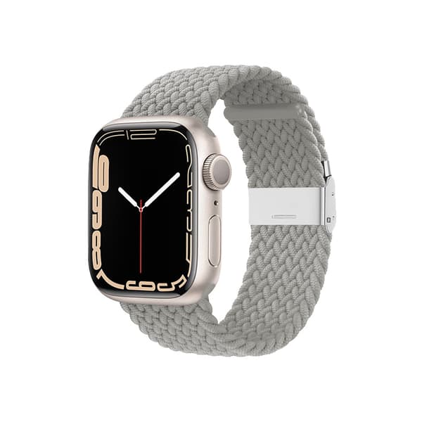 Crong Wave Band - flätat Apple Watch-rem 42/44/45/49 mm (ljusgrå)