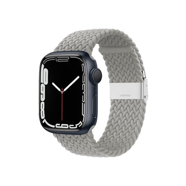 Crong Wave Band - flätat Apple Watch-rem 42/44/45/49 mm (ljusgrå)