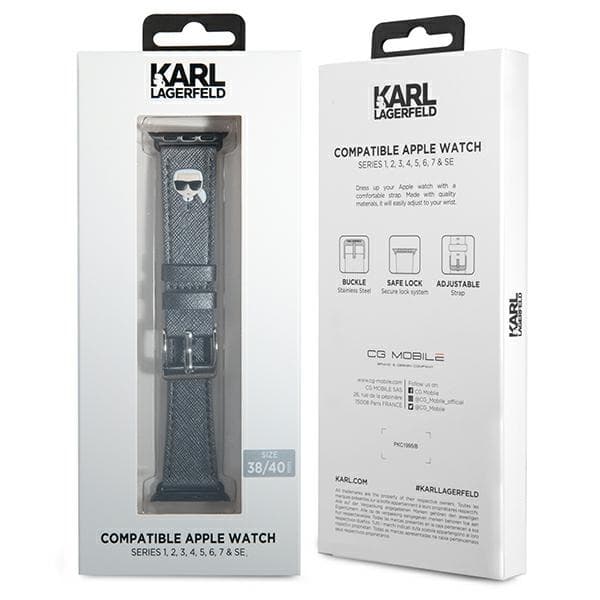 Karl Lagerfeld Saffiano Karl Head – Apple Watch Strap 38/40/41 mm (silver)