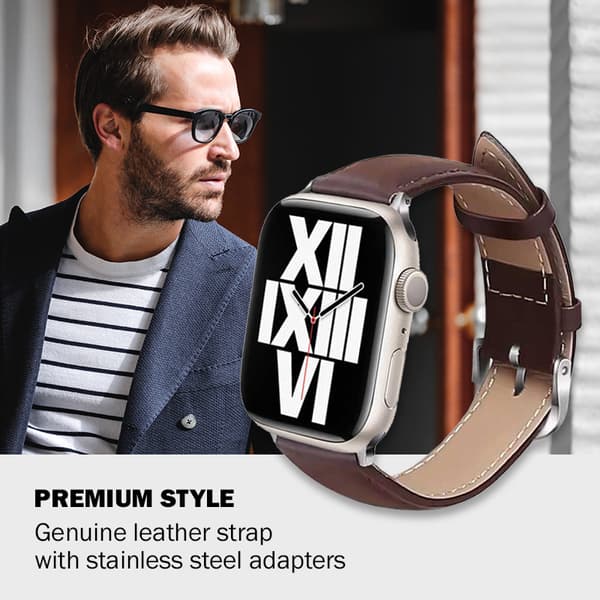 Crong Noble Band - Naturligt läderrem för Apple Watch 38/40/41 mm (Espresso)