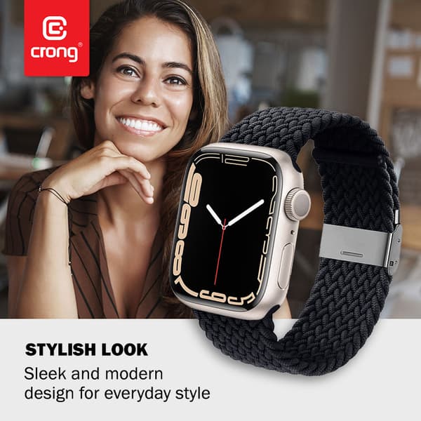 Crong Wave Band – flettet Apple Watch-rem 38/40/41 mm (grafit)