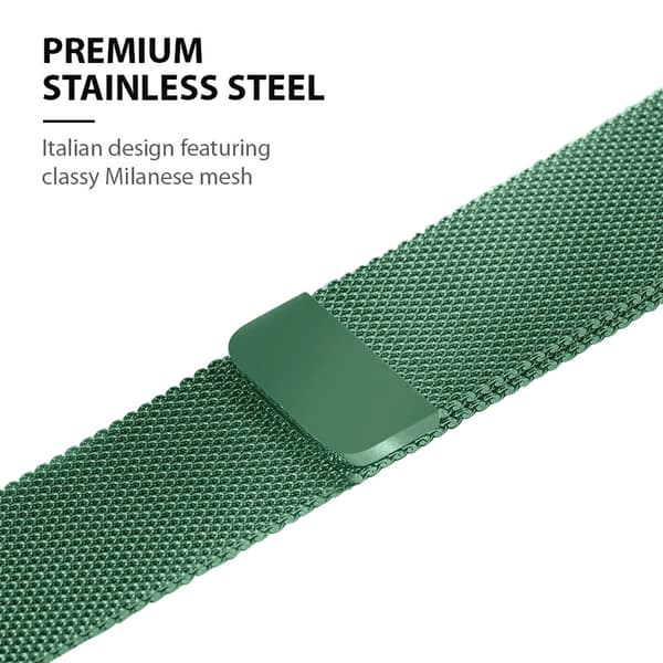 Crong Milano Steel – Rustfri stålrem til Apple Watch 42/44/45/49 mm (grøn)