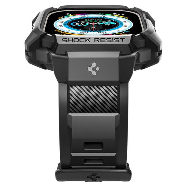 Spigen Rugged Armor Pro – Rem med etui til Apple Watch Ultra 49 mm (sort)