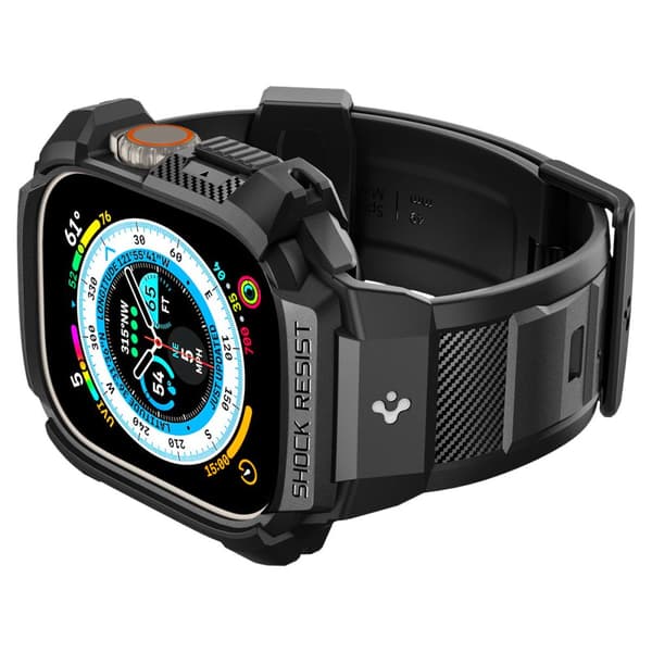 Spigen Rugged Armor Pro – Rem med etui til Apple Watch Ultra 49 mm (sort)