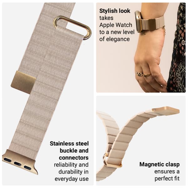 Crong Eclipse - Apple Watch læder magnetrem 38/40/41 mm (beige)