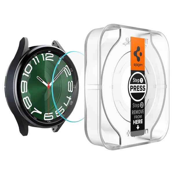 Spigen GLAS.TR EZ FIT 2-Pack - Hærdet glas til Samsung Galaxy Watch 6 Classic 47 mm (2 stk)