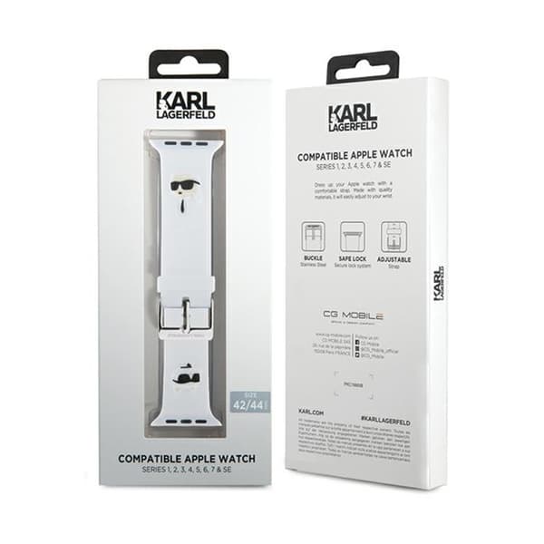 Karl Lagerfeld 3D gummi Karl & Choupette Heads NFT - Apple Watch Strap 42/44/45/49 mm (hvid)