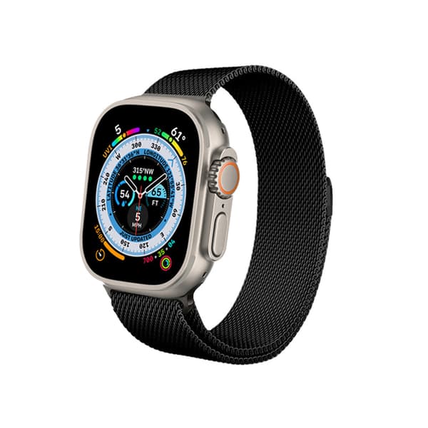Crong Milano Steel - Rustfri stålrem til Apple Watch 42/44/45/49 mm (sort)