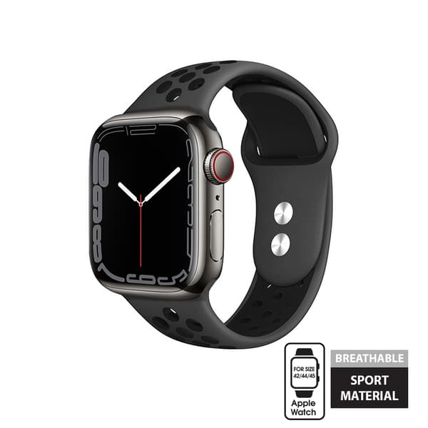 Crong Duo Sport – Apple Watchin ranneke 42/44/45/49 mm (harmaa/musta)
