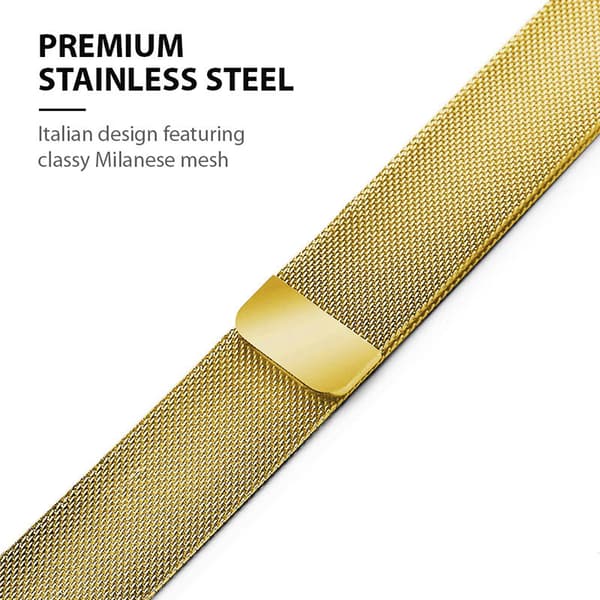 Crong Milano Steel - Ruostumattomasta teräksestä valmistettu ranneke Apple Watchille 38/40/41 mm (kulta)