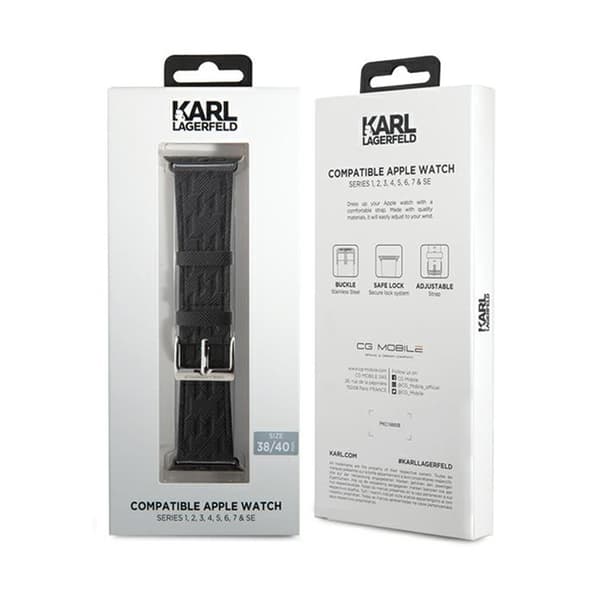 Karl Lagerfeld Saffiano Monogrammi – Apple Watchin ranneke 38/40/41 mm (musta)