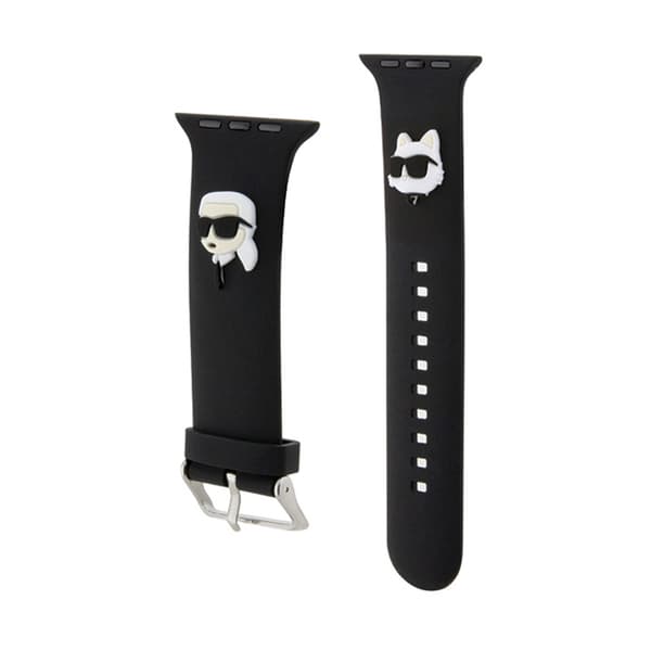 Karl Lagerfeld 3D gummi Karl & Choupette Heads NFT - Apple Watch Strap 42/44/45/49 mm (sort)