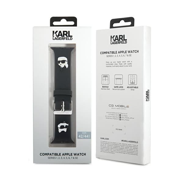 Karl Lagerfeld 3D gummi Karl & Choupette Heads NFT - Apple Watch Strap 42/44/45/49 mm (sort)