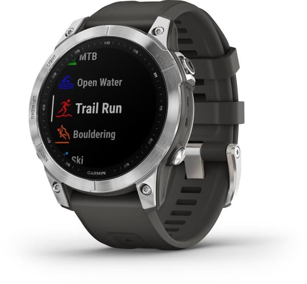 Garmin fenix 7 - 47 mm - sølv - sportsur med rem - silikone - grafit - håndledsstørrelse: 125-208 mm