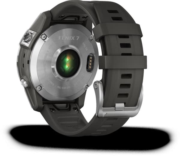 Garmin fenix 7 - 47 mm - sølv - sportsur med rem - silikone - grafit - håndledsstørrelse: 125-208 mm