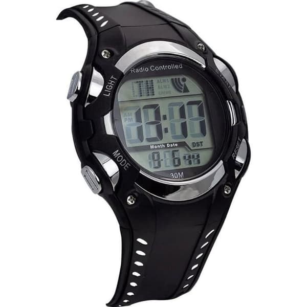 radiostyrt armbandsur 1681987 (Ø x h) 40 mm x 16 mm svart, silver Boettmaterial=plast Material (rem)=plast