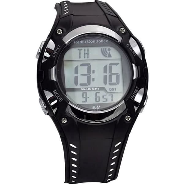 radiostyrt armbandsur 1681987 (Ø x h) 40 mm x 16 mm svart, silver Boettmaterial=plast Material (rem)=plast