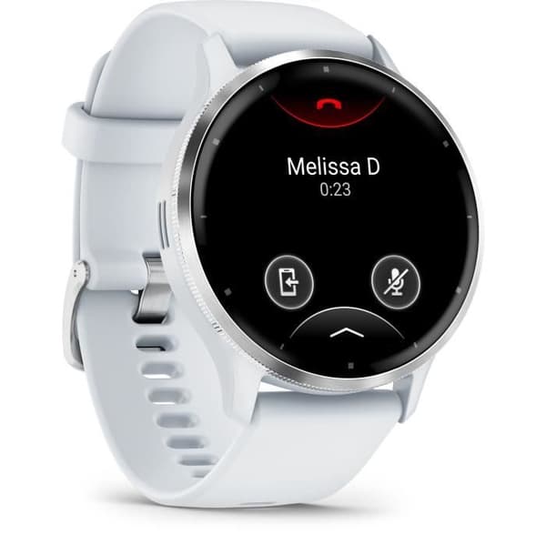 GPS-klocka - GARMIN - Venu 3 - WiFi - 35,4 mm - Silverstål, vit klocka