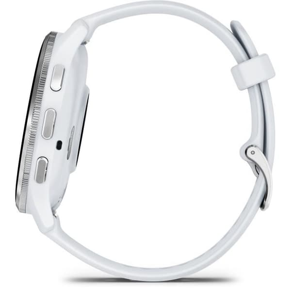 GPS-klocka - GARMIN - Venu 3 - WiFi - 35,4 mm - Silverstål, vit klocka