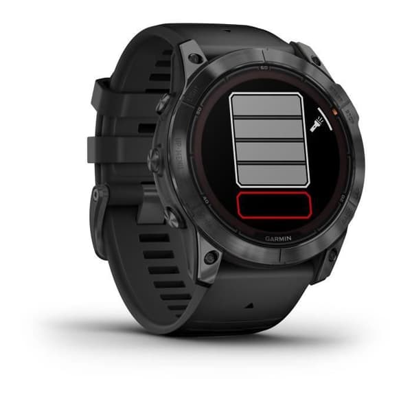 GARMIN - Fenix 7X Pro Solar Edition - Högpresterande smartklocka - Stål, Grå med svart rem