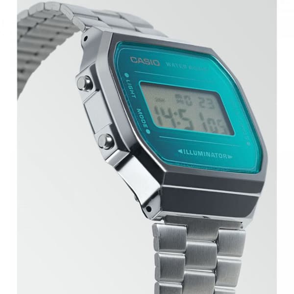 CASIO unisex vintageklocka A168WEM-2EF - Armband i rostfritt stål - Vattentät - Digital display