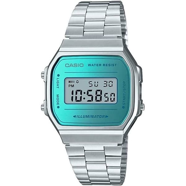 CASIO unisex vintageklocka A168WEM-2EF - Armband i rostfritt stål - Vattentät - Digital display