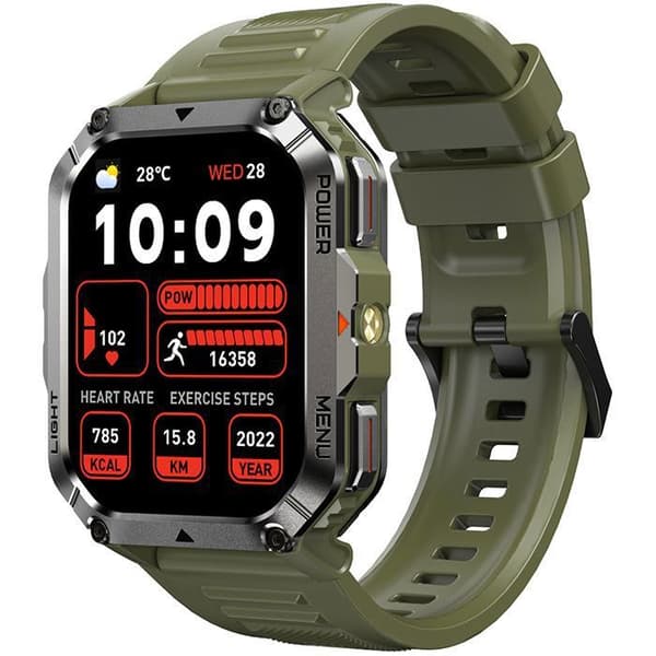 Blackview Smartwatch för män med Bluetooth-samtal, 900mAh, 1.45" vattentålig robust smartwatch med LED-lampa, kompass - Grön