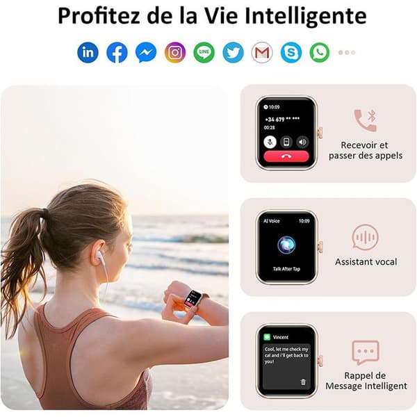 Blackview R50 Smartklocka med Sömnövervakning och Hjärtfrekvens 100+ Sportlägen - Rosa