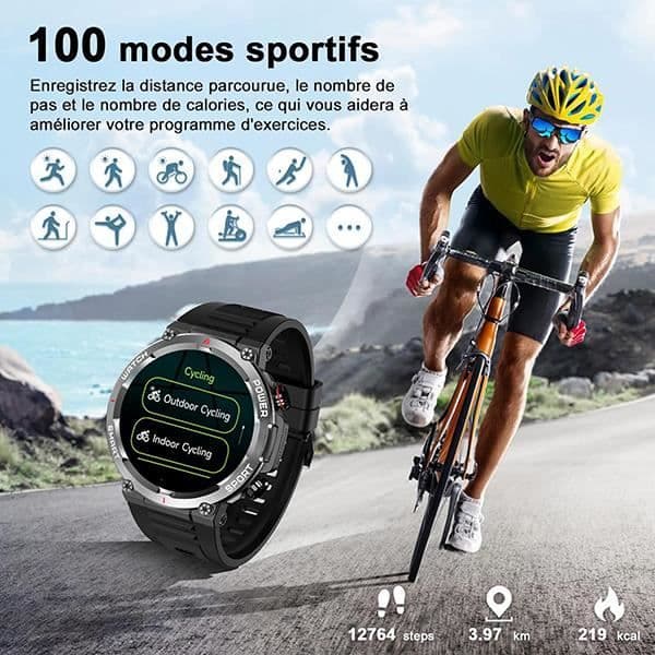 Blackview W50 Bluetooth Connected Watch för kvinnor män, Robust Smartwatch 100+ sportlägen, musikkontroll för iOS Android - Grön